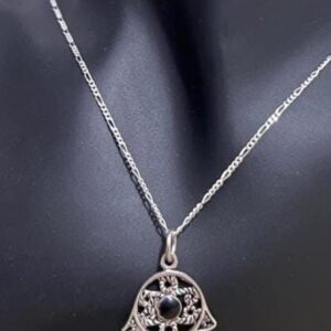 Amazigh Sterling Silver Hamsa Hand Necklace: Judaica Protection Gift