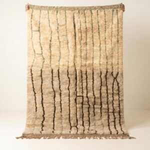 Mrirt Rug - Sandy Brown Luxury Wool Rug - Handmade Abstract Stripe Rug - Ultra Plush Area Rug - Berber Carpet - Multiple Sizes