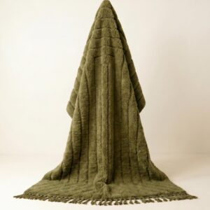 Mrirt Rug - Olive Green Luxury Wool Rug - Handmade Labyrinth Carved Rug - Ultra Plush Area Rug - Berber Carpet - Multiple Sizes