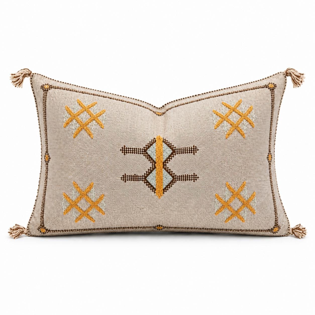 Amazigh Cactus Silk Cover 12x20 Handmade Lumbar Pillow