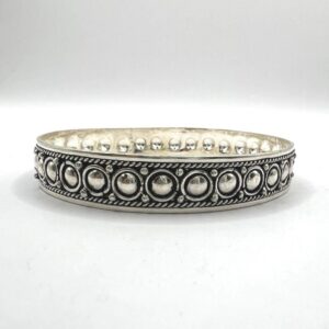 Vintage Sterling Silver Bangle: Handmade Berber Tribal Engraved Bracelet