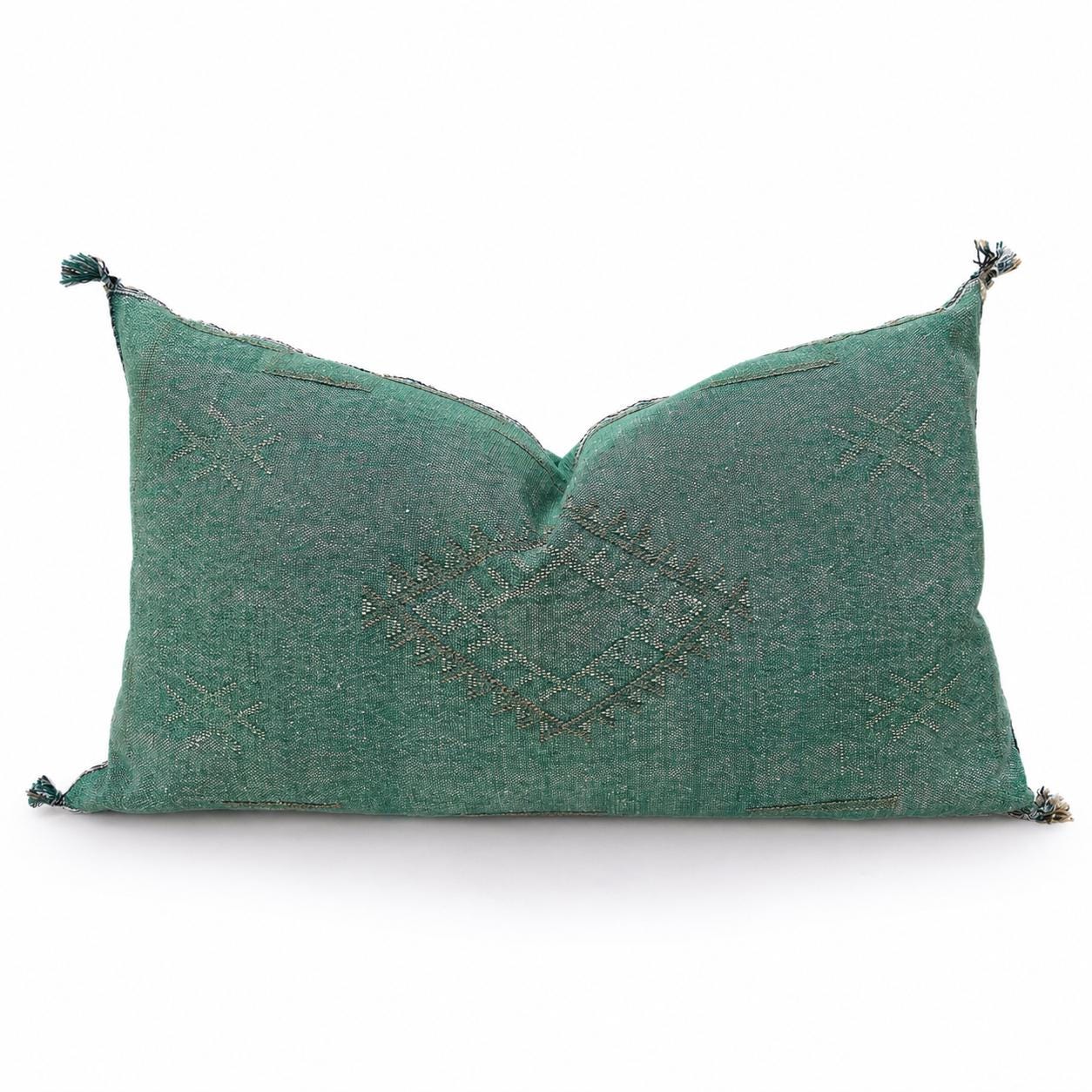 Amazigh Cactus Silk Cover 12x20 Handmade Lumbar Pillow