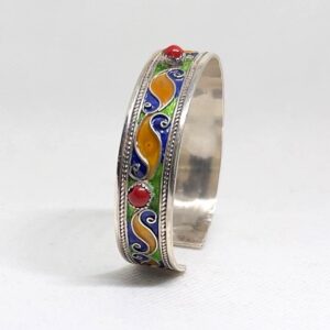Berber Cuff: Handmade Sterling Silver Enamel Bracelet