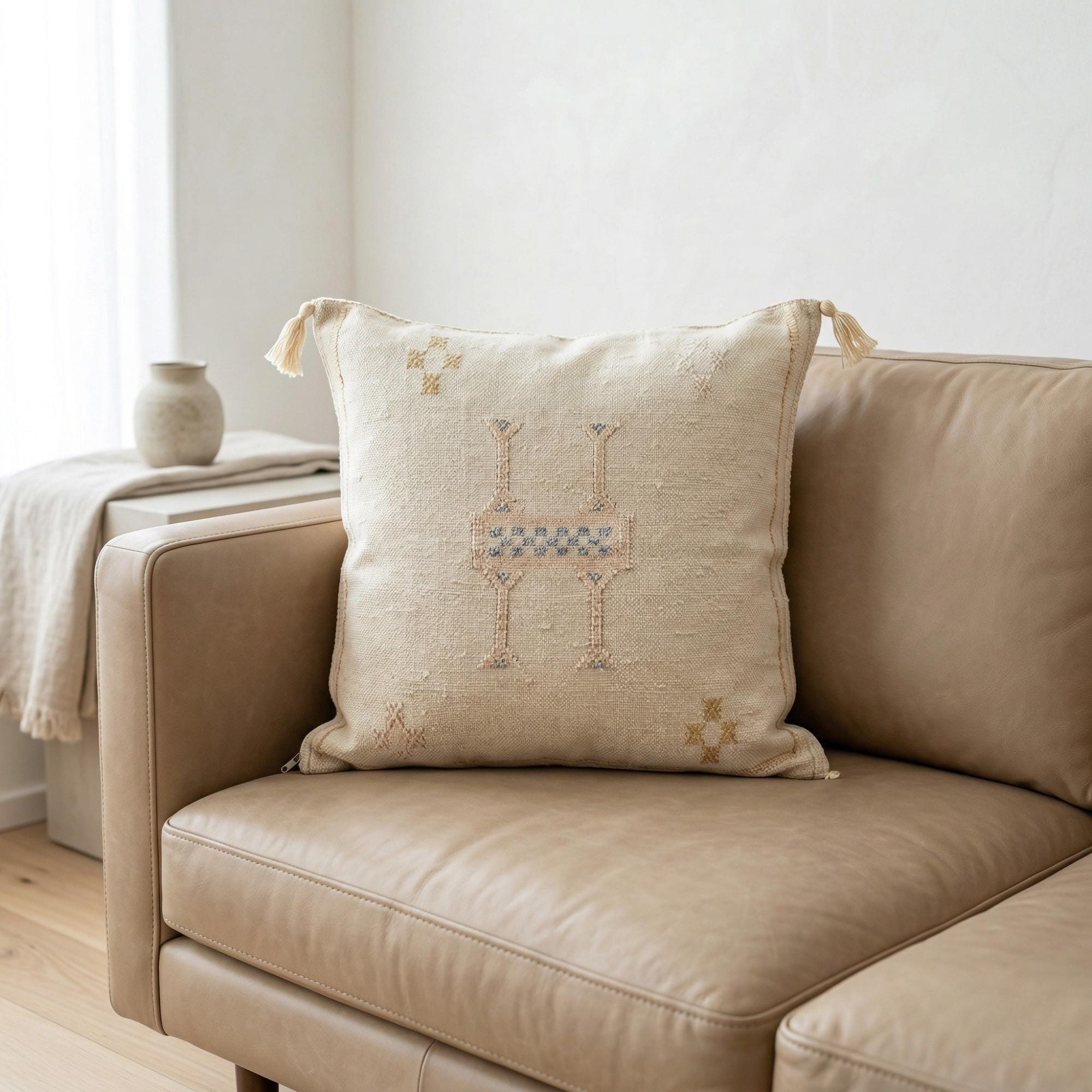 Berber Beige Cactus Silk Cover 20x20 Sabra Pillow