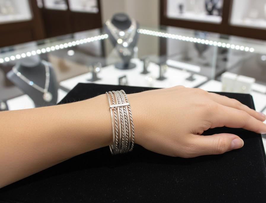 Sterling Silver Bangle Set, Berber Tribal Cuff Bracelet