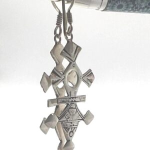 Tuareg Croix du Sud Sterling Silver Spiral Bohemian Cross Earrings: Berber Tribal Ethnic Jewelry
