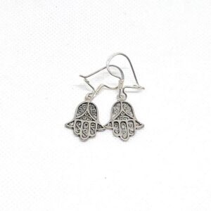 Sterling Silver Hamsa Hand Earrings: Berber Evil Eye Protection Jewelry