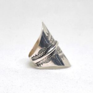 Handmade Engraved Sterling Silver Berber Ring: Tribal Bohemian Jewelry