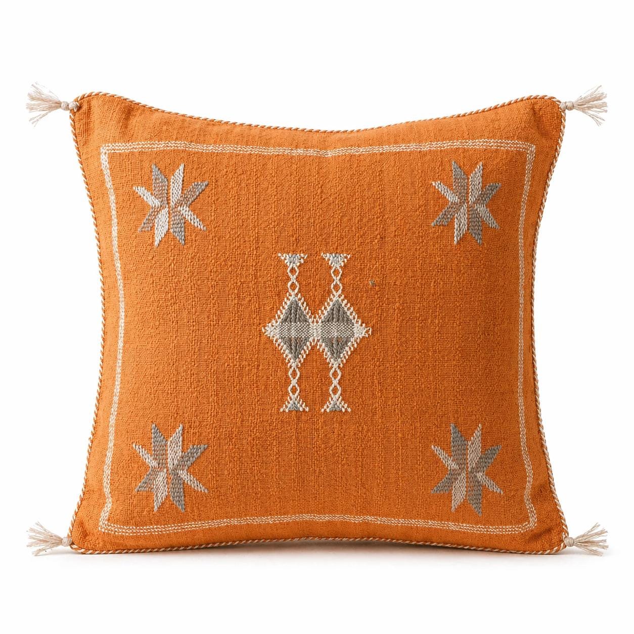 Berber Orange Cactus Silk Handmade Sabra Cushion Pillow