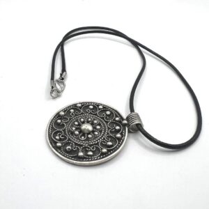 Berber Amulet Sterling Silver Pendant Necklace: Tuareg Cross Spiral Balls