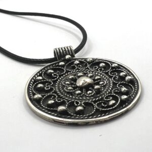 Berber Amulet Sterling Silver Pendant Necklace: Tuareg Cross Spiral Balls