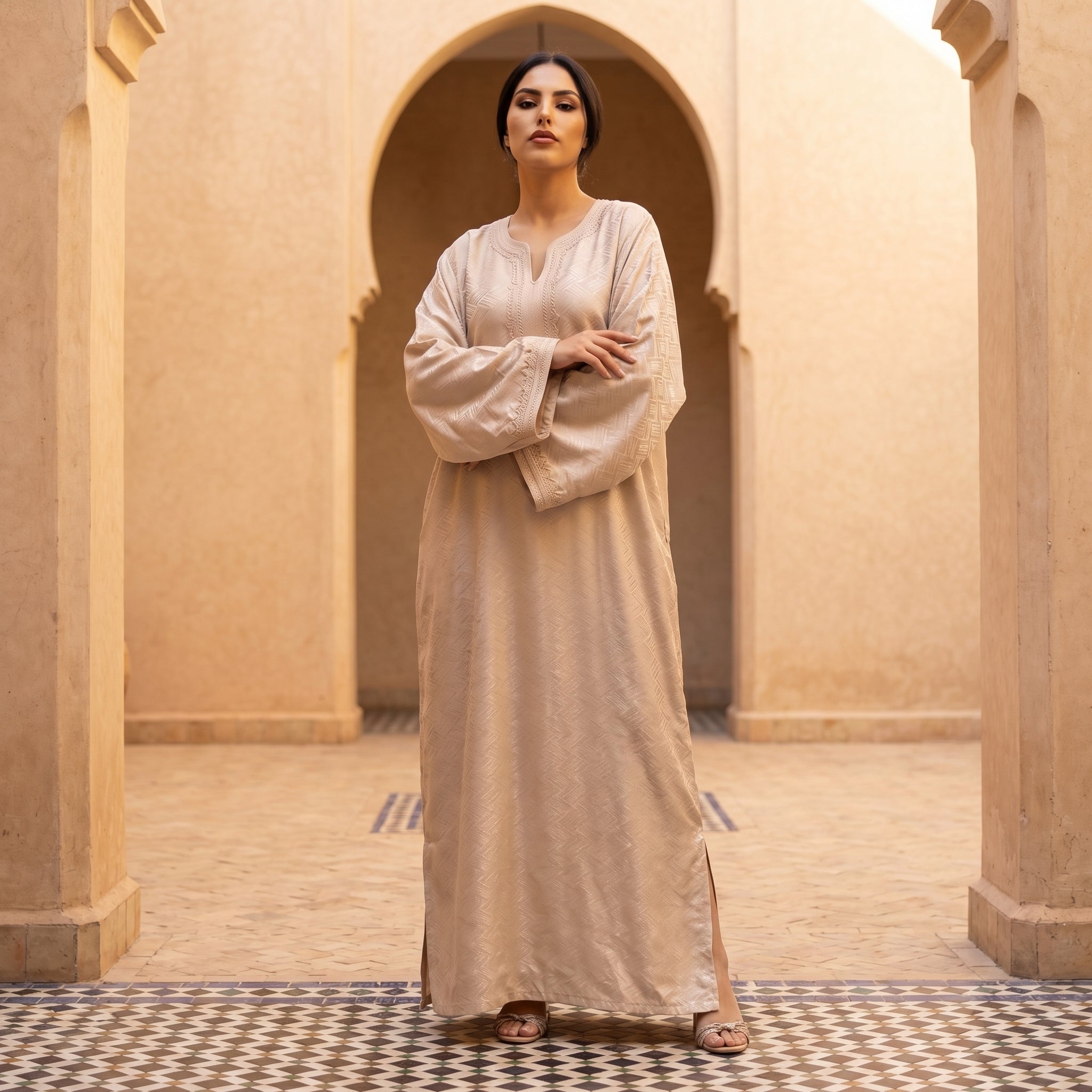 kamkha Kaftan - Beige Occasion Wear