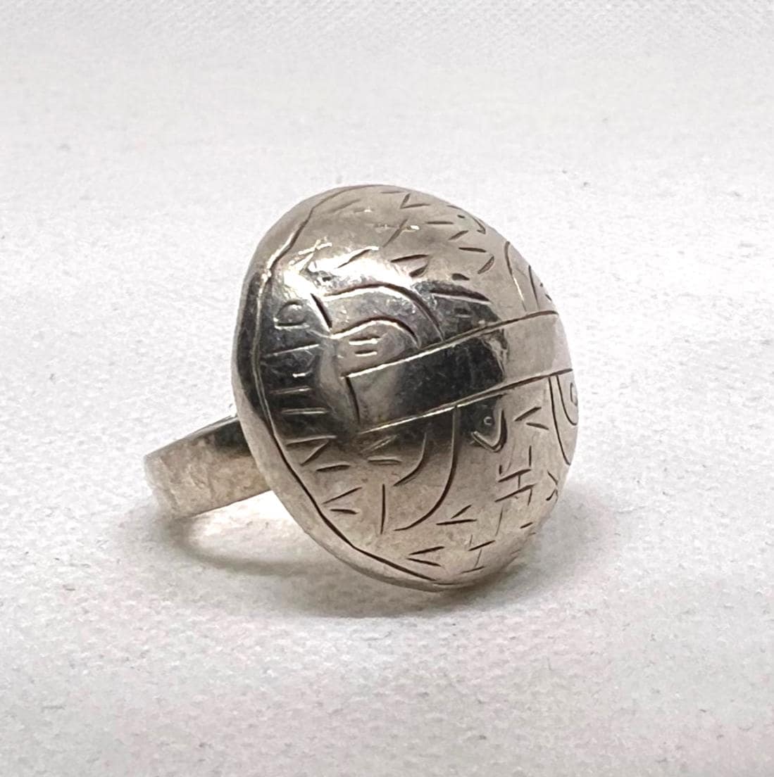 Antique Berber Silver Yaz Amazigh Symbol Tuareg Ring, Ethnic Tribal Jewelry