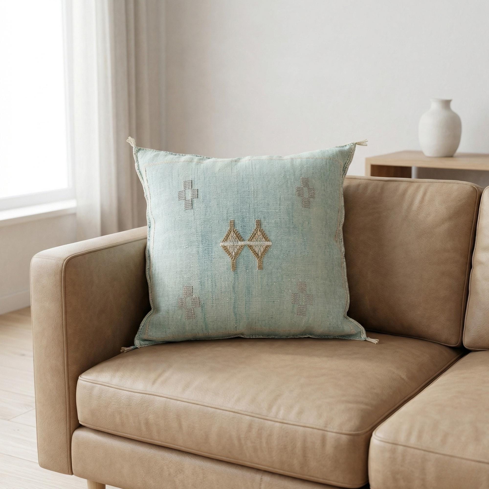 Berber Cactus Silk Cover 20x20 Blue Sky Pillow