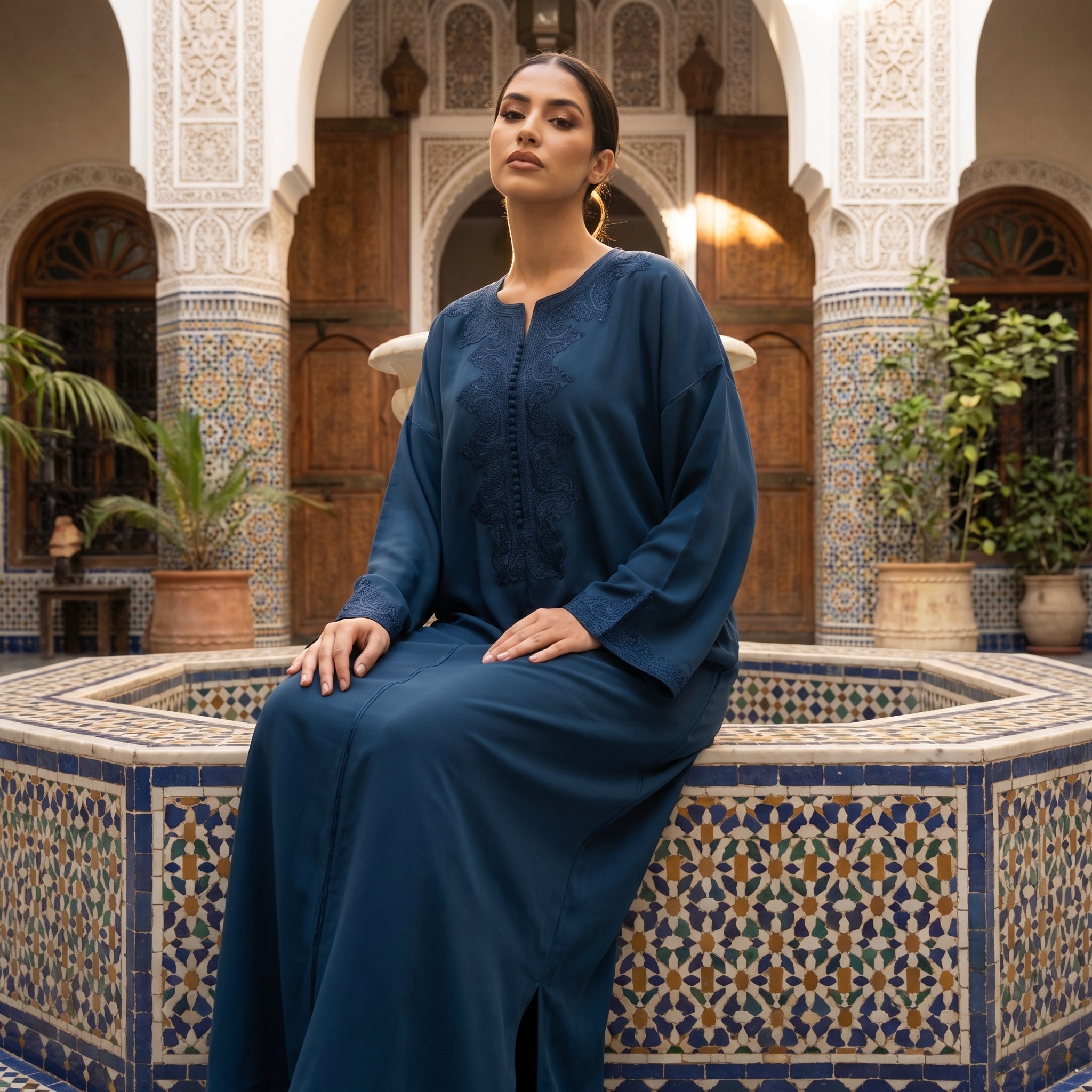 bleu Kaftan - Fluid Blue Occasion Wear