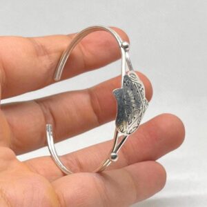 Handmade Sterling Silver Hamsa Bracelet: Berber Engraved Bangle