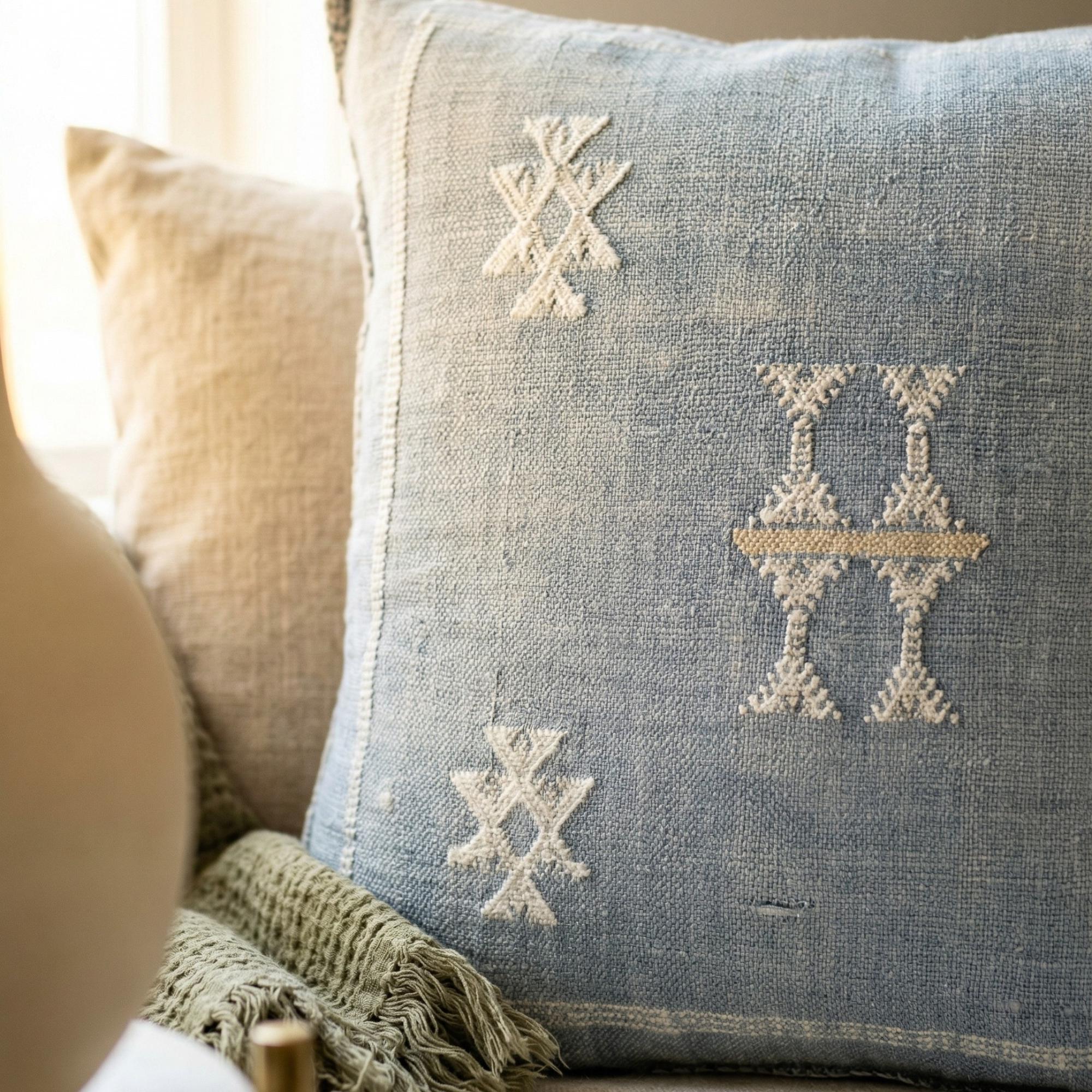 Berber Cactus Silk Cover 20x20 Blue Jeans Pillow