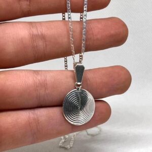 Amazigh Sterling Silver Necklace: Handmade Engraved Spiral Pendant