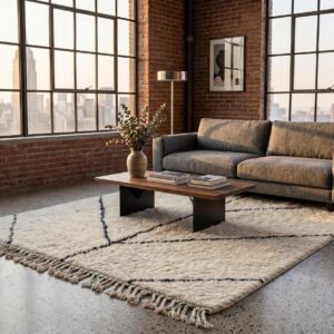 Handmade Berber Carpet Ivory & Black