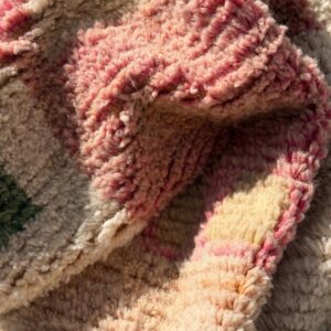Boujaad Rug - Ivory Pink Abstract Wool Rug - Handmade Art Rug - Pastel Boho Area Rug - Colorful Berber Carpet - Multiple Sizes