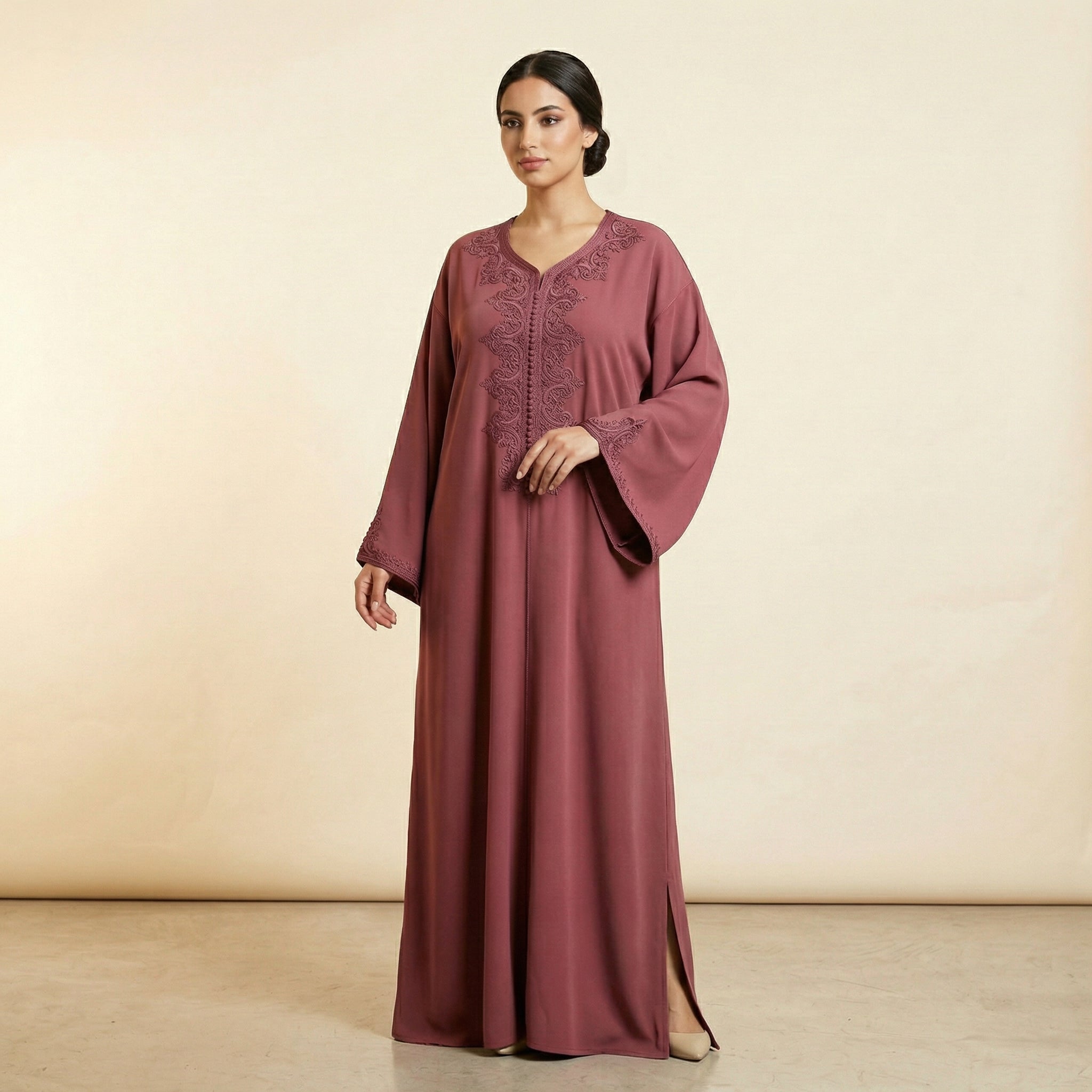 Crêpe Kaftan - Korean Crêpe Embroidered Ceremony Style