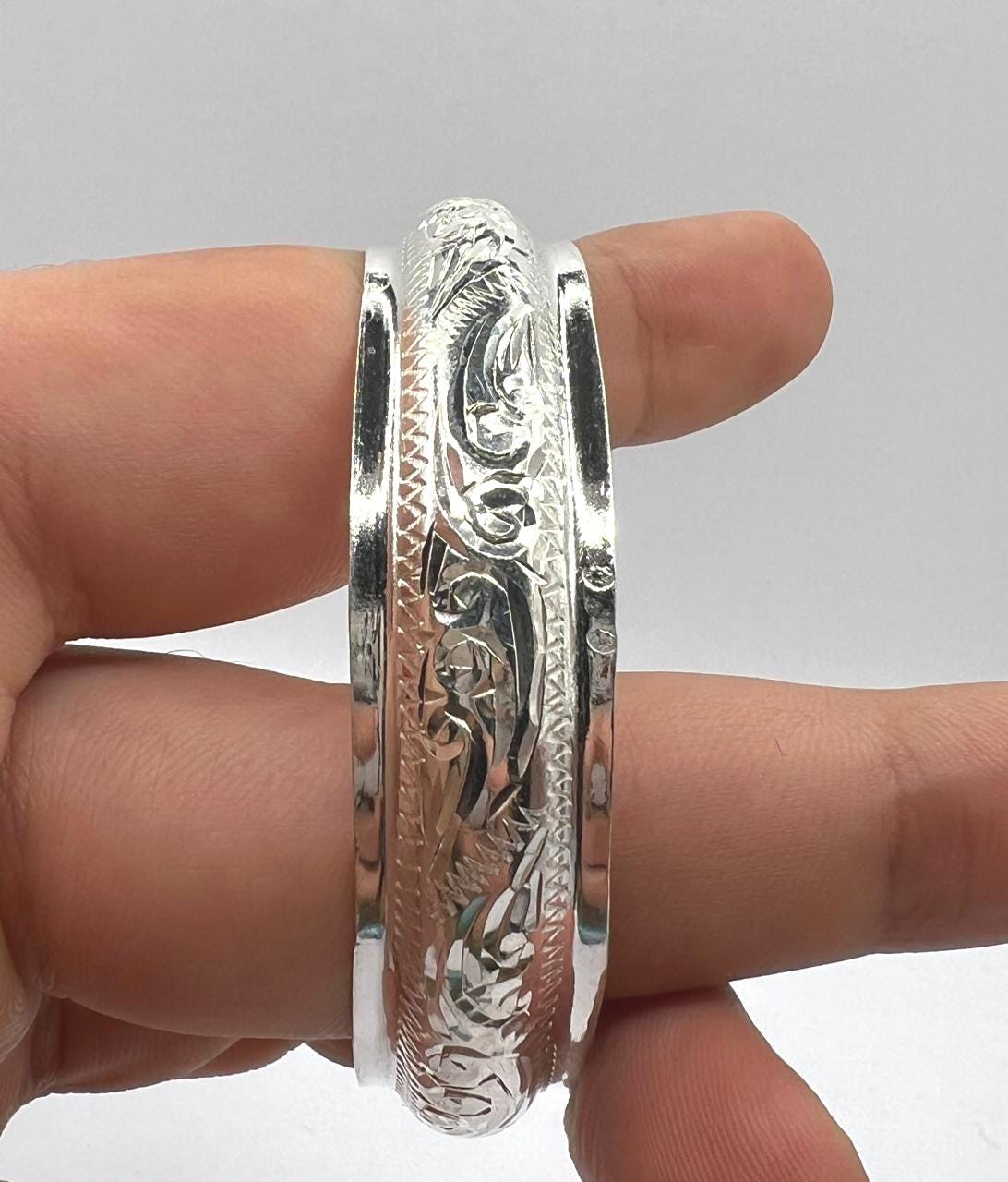 Cuff Silver Bracelet Handmade Berber Tribal Bangle Ethnic African Tuareg Engraved Simple Sterling