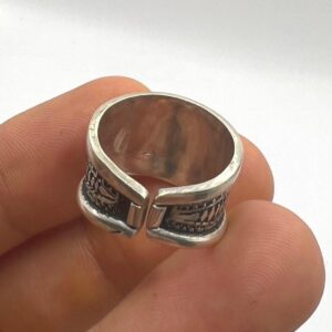 Sterling Silver Amazigh Ring - Hand-Engraved Berber Tribal Band (Size 7 US)