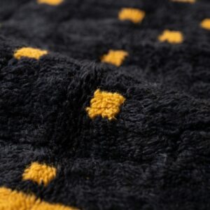 Mrirt Rug - Mustard Gold Black Luxury Wool Rug - Handmade Color Block Dot Rug - Ultra Plush Area Rug - Berber Carpet