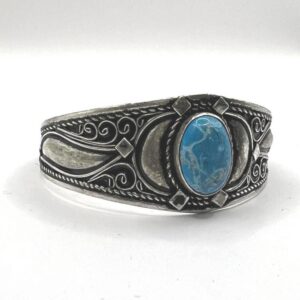 Bracelet Plated Silver Turquoise Berber Cuff Antique Handmade Adjustable Vintage African Tuareg Tribal
