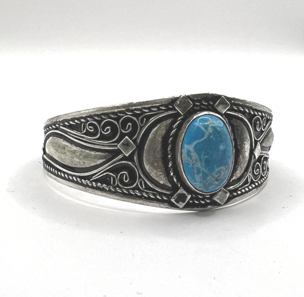 Bracelet Plated Silver Turquoise Berber Cuff Antique Handmade Adjustable Vintage African Tuareg Tribal