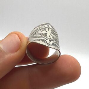 Handmade Sterling Silver Tuareg Ring: Vintage Berber Cross Tribal Jewelry (Size 56 FR / 7.5 US )