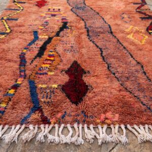 Berber Terracotta Rug, Abstract Tribal Wool Area Rug, Rust Red Boujaad Carpet, Hand Knotted Earthy Custom Boho Area Rug
