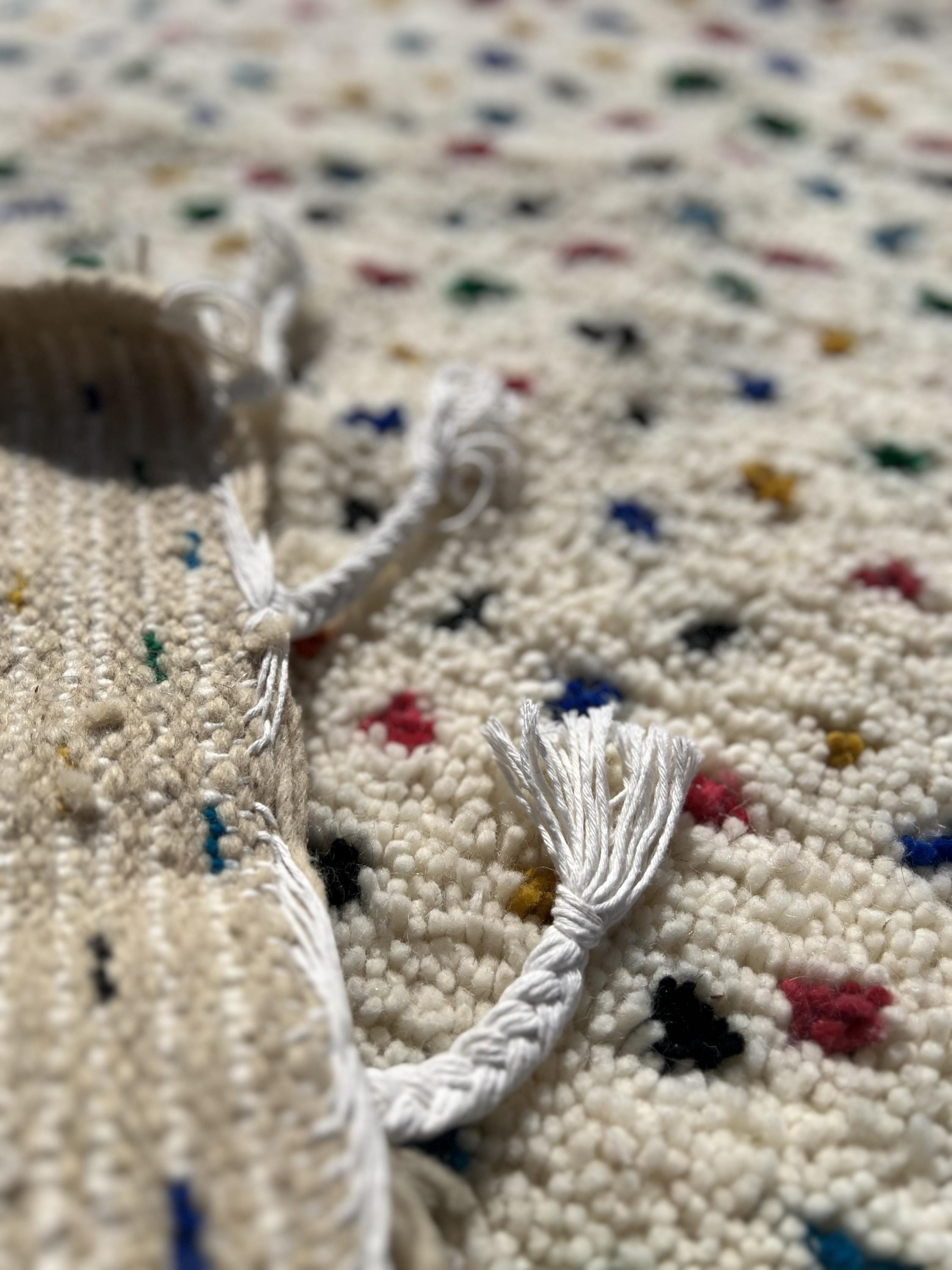 Handmade Polka Dot Rug - Colorful Confetti Beni Ourain Rug - Shaggy Wool Carpet - Boho Nursery Area Rug - Funky Berber - Custom Size