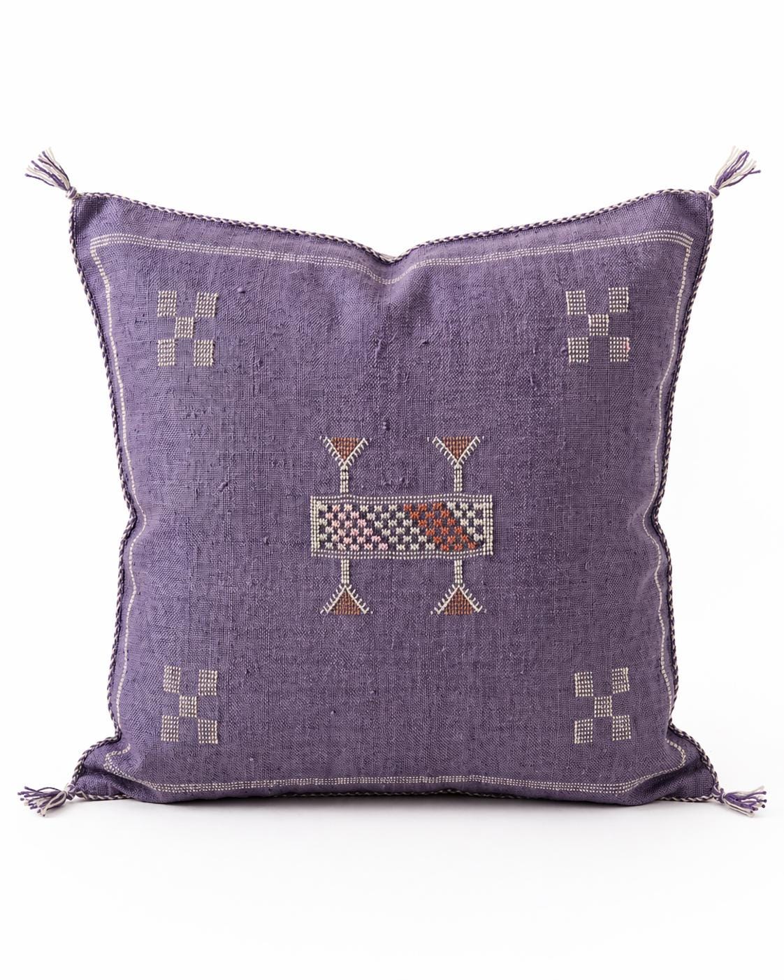 Berber Violet Cactus Silk Handmade Sabra Cushion Pillow