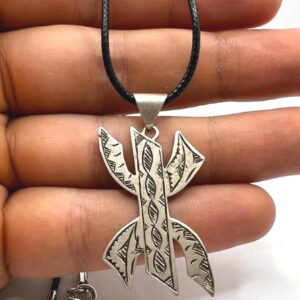 Vintage Engraved Handmade Amazigh Berber Sterling Silver Yaz Pendant: Kabyle Tuareg Free Man Necklace