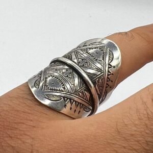 Tuareg Sterling Silver Ring: Berber Tribal Boho Ethnic Jewelry (Size 11)
