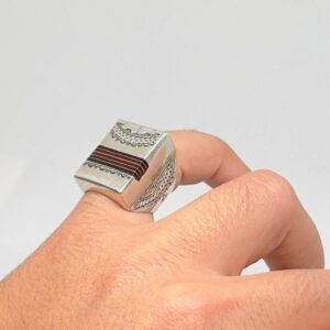 Tuareg Ebony Wood Sterling Silver Ring: Handmade Berber Jewelry, Size 9 US