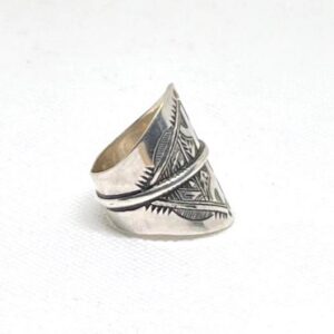 Handmade Sterling Silver Berber Amazigh Yaz Ring: Tribal Tuareg Jewelry, Size 56 EU