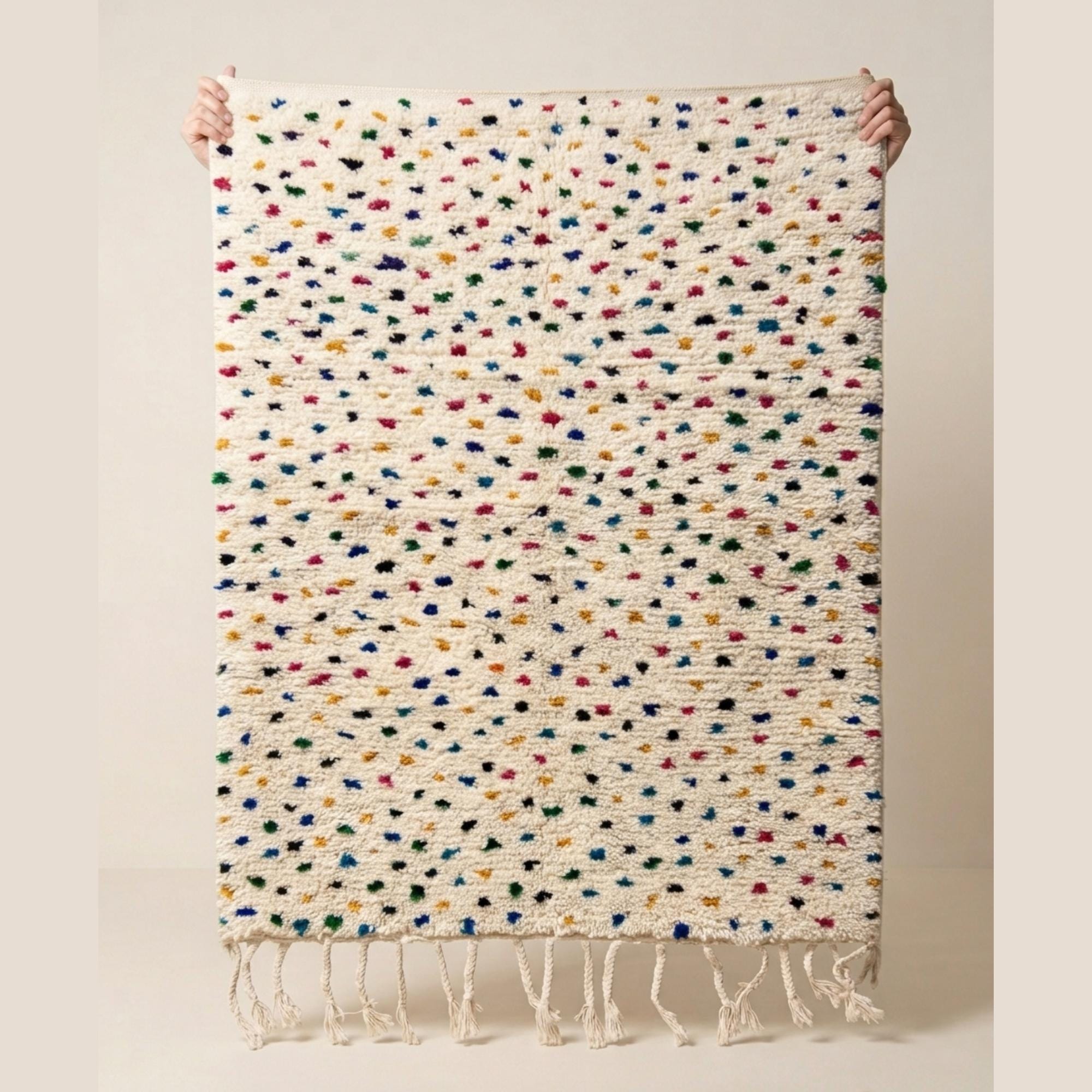 Handmade Polka Dot Rug - Colorful Confetti Beni Ourain Rug - Shaggy Wool Carpet - Boho Nursery Area Rug - Funky Berber - Custom Size