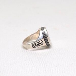 Handmade Sterling Silver Tuareg Ring: Ebony Wood Inlay, Berber Tribal Jewelry