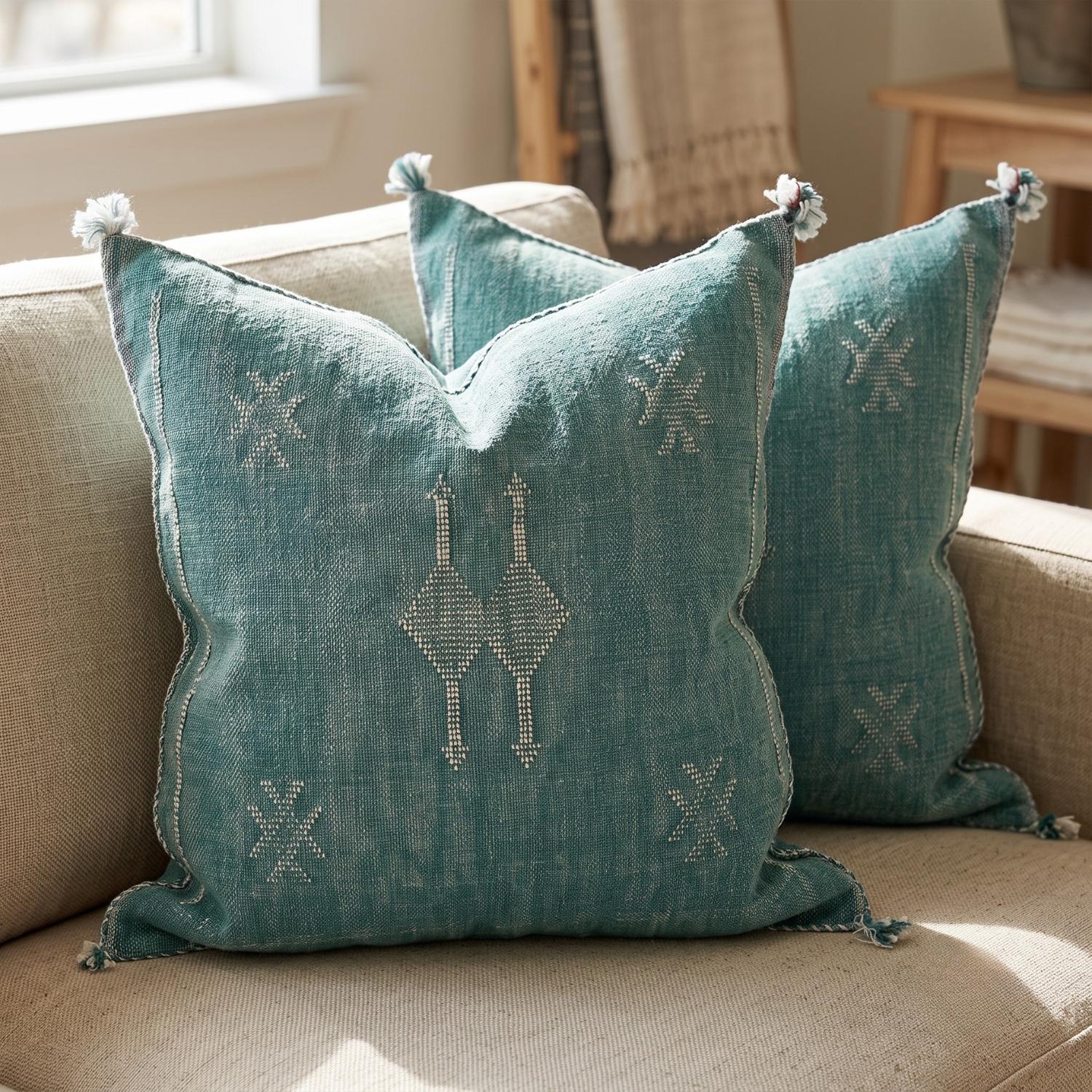 Berber Cactus Silk Handmade Sabra Cushion Cover Pillow
