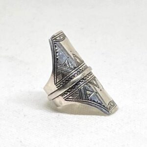 Berber Sterling Silver Ring: Engraved Tuareg Tribal Jewelry, Size 9 US