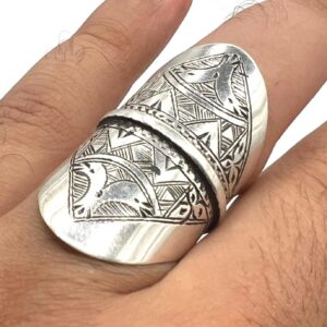 Vintage Handmade Tuareg Sterling Silver Ring: Berber Tribal Gypsy Ethnic African Jewelry, US Size 11 / FR Size 64