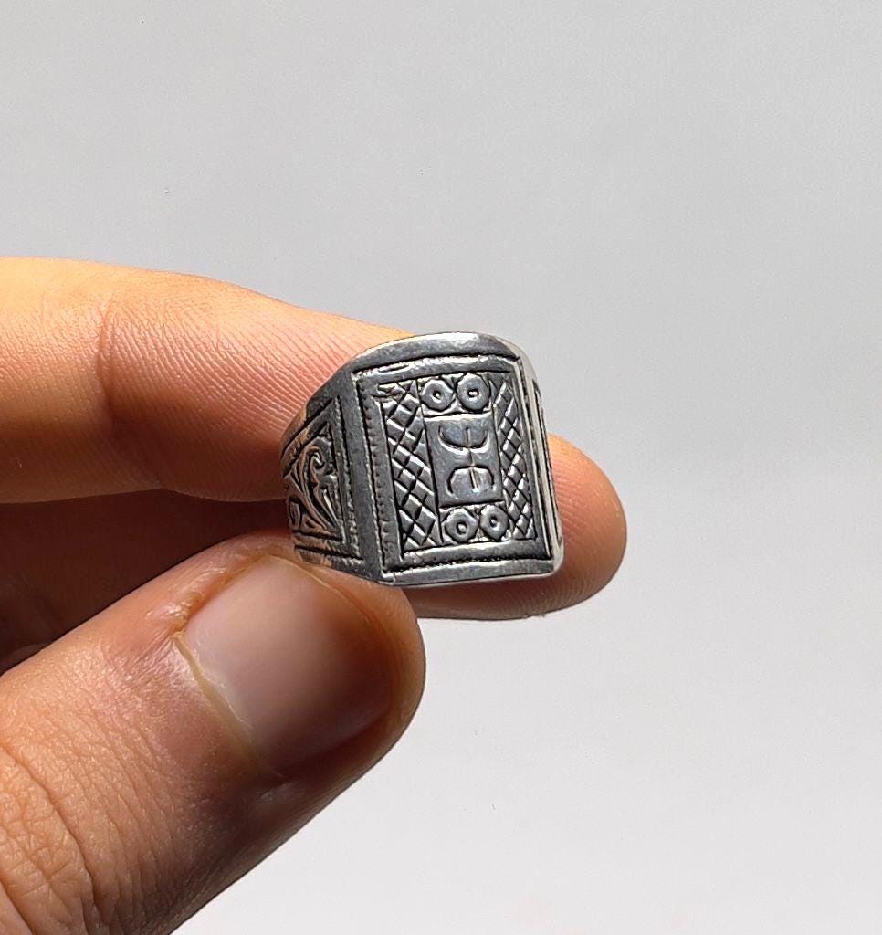 Berber Silver Ring: Handmade Sterling Yaz Symbol, Boho Tribal Jewelry