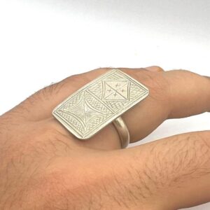 Vintage Handmade Tuareg Berber Engraved Sterling Silver Ring: Tribal Ethnic Boho Jewelry