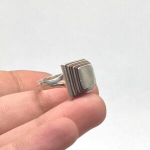 Handmade Tuareg Sterling Silver Ring: Vintage Ebony Inlay, Size 9 / 59 / 60 EU