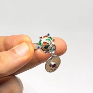 Berber Enamel Silver Plated Ring: Tribal Jewelry