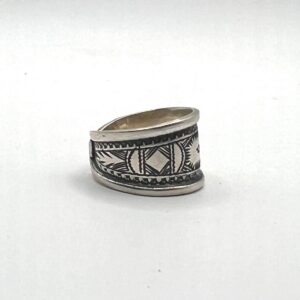 Sterling Silver Amazigh Ring - Hand-Engraved Berber Tribal Band (Size 7 US)