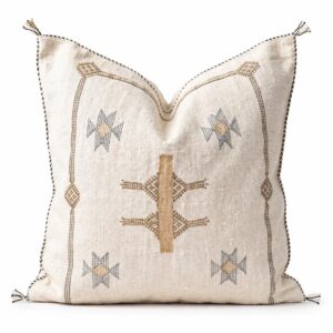 Berber Beige Cactus Silk Handmade Sabra Cushion Pillow