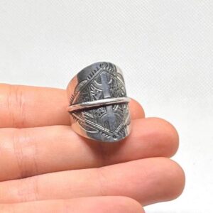 Handmade Sterling Silver Berber Amazigh Yaz Ring: Tribal Tuareg Jewelry, Size 56 EU